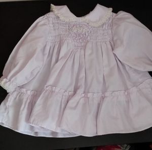 Vintage Pastel Purple Light Lavender Smock Babydoll Classic Girl Dress Sz 12mths